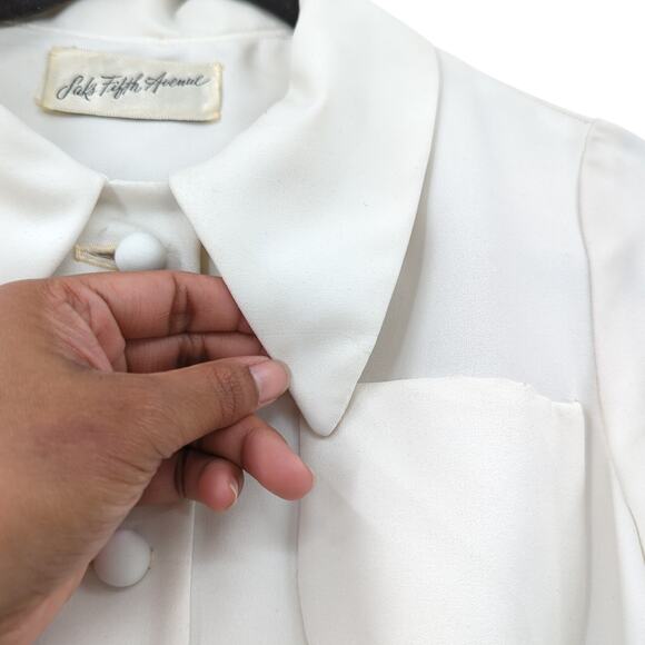 Saks Fifth Avenue Women 9 XS Jumpsuit Black White Long Sleeve Wide Leg VTG FLAWS - Picture 10 of 16